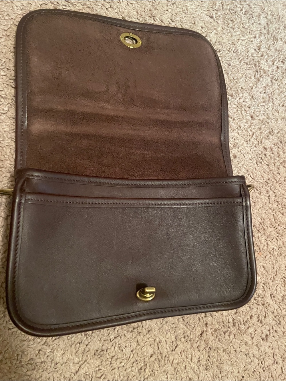 Coach Leather Crossbody Bag in Dark Brown Turnlock Gold - Picture 9 of 12
